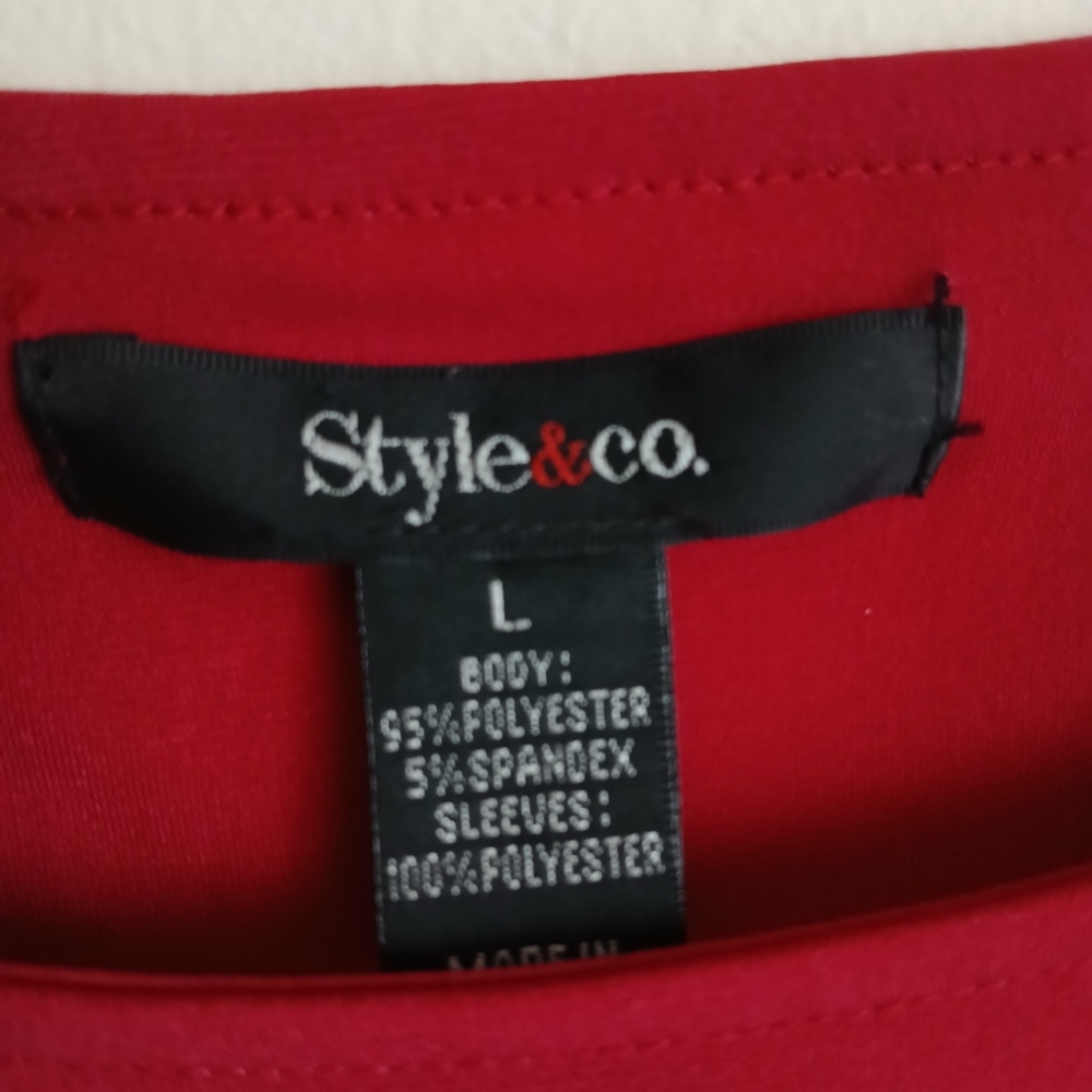 Style & Co Red/Black Floral Tunic Size Large - Picture 6 of 11